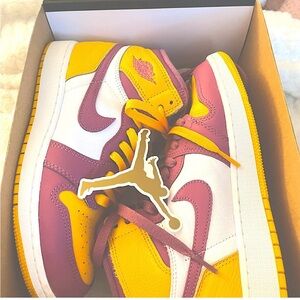 Jordan Yellow and Pink Sneakers with Air Cushioning